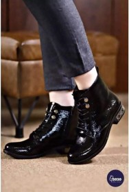 جزمة اسود لميع مع رباط