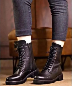 بسطار اسود جلد طبيعي